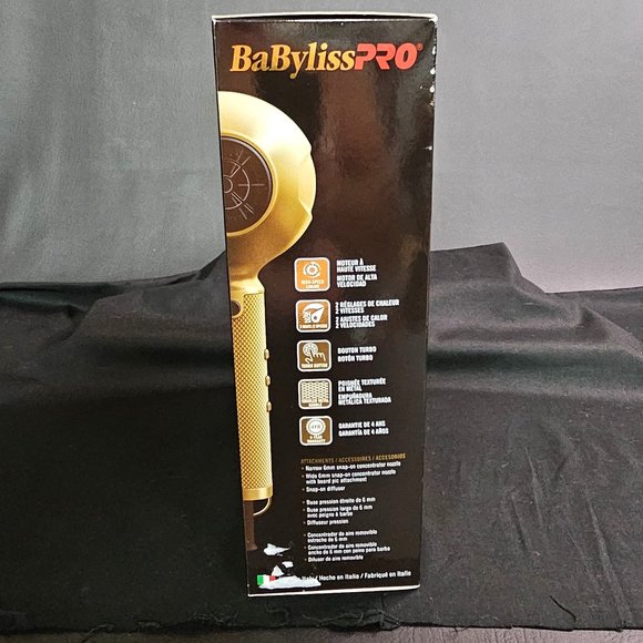 BaByliss PRO Gold FX Hair Dryer Turbo Gold Edition Professional W/Attachments NI - Picture 7 of 7